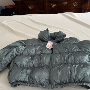 Womens Gray Puffer Jacket